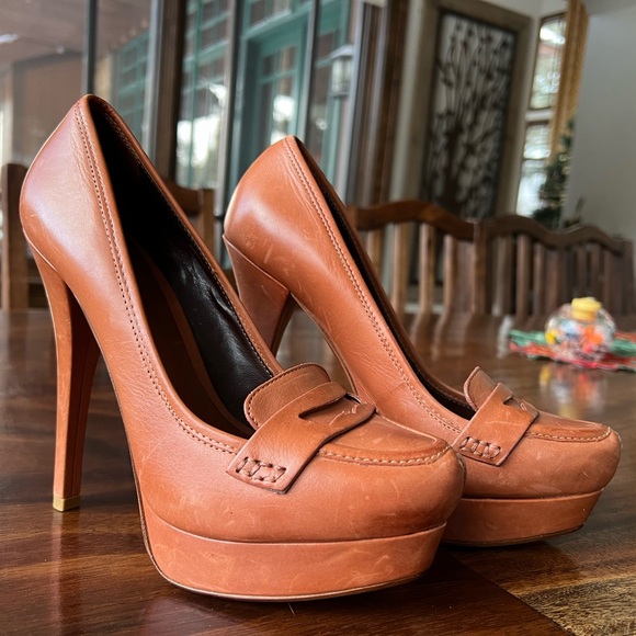 Schutz Pumps penny loafer platform 5.5 inch heel leather - Picture 2 of 7